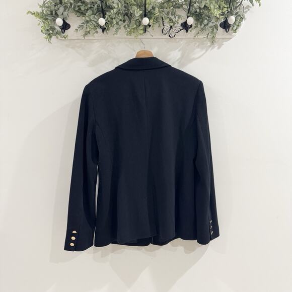 Loft Blazer Ponte Knit Gold Button Blazer Corporate Professional Size 14 KD - Picture 3 of 4